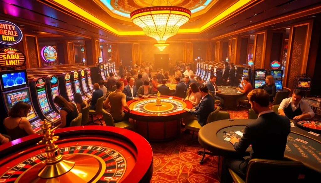 Experience the thrill of gambling at a luxurious casino featuring lively roulette tables and poker games, capturing the essence of no hu.