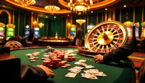 Players engaging at a glamorous poker table, enhancing the luck8 gambling experience.