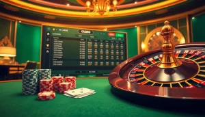 Experience thrilling gambling with https://xx88.pizza/ showcasing poker chips and roulette in a luxurious casino.
