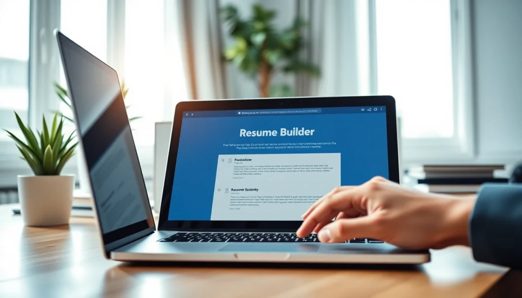 Create impactful resumes quickly using the Resume Builder on a sleek laptop with a modern workspace.