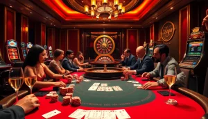 Experience thrilling gameplay with 11UU at an upscale casino blackjack table.