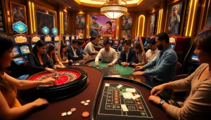 Crickex gamblers enjoying a thrilling experience at a luxurious casino table with exciting games.
