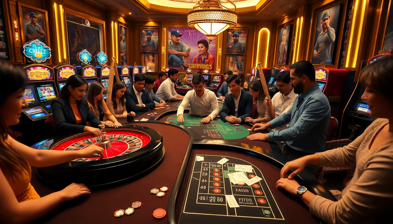 Crickex gamblers enjoying a thrilling experience at a luxurious casino table with exciting games.