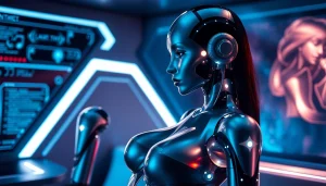 AI sex robot in a sleek modern setting, showcasing innovative design and intimacy.