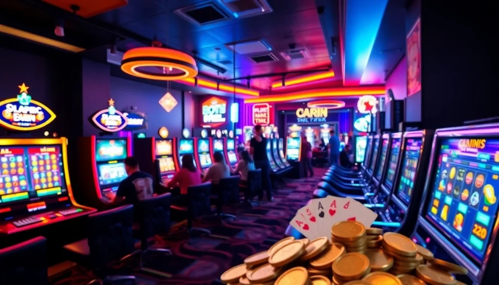 Temukan keseruan bermain slot pulsa di ruang permainan yang penuh warna dan pencahayaan menarik.