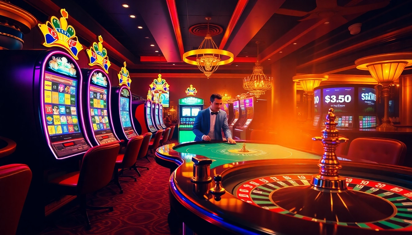 Engage in the jeetbuzz লগইন process amidst a vibrant casino scene showcasing excitement and luxury.
