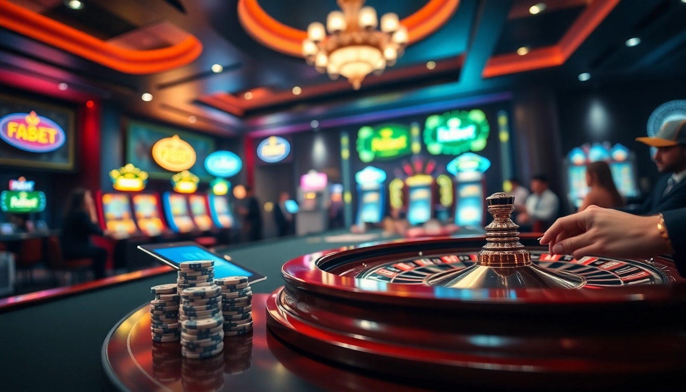 Experience the thrill of f88bet with vibrant roulette and poker action in a luxurious casino.