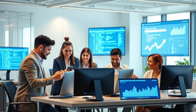 HelloWorld software facilitates seamless communication and collaboration in a modern office setting.