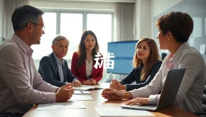 카드깡에 대해 설명하는 재정 상담사와 고객, 신뢰감 있는 사무실 배경