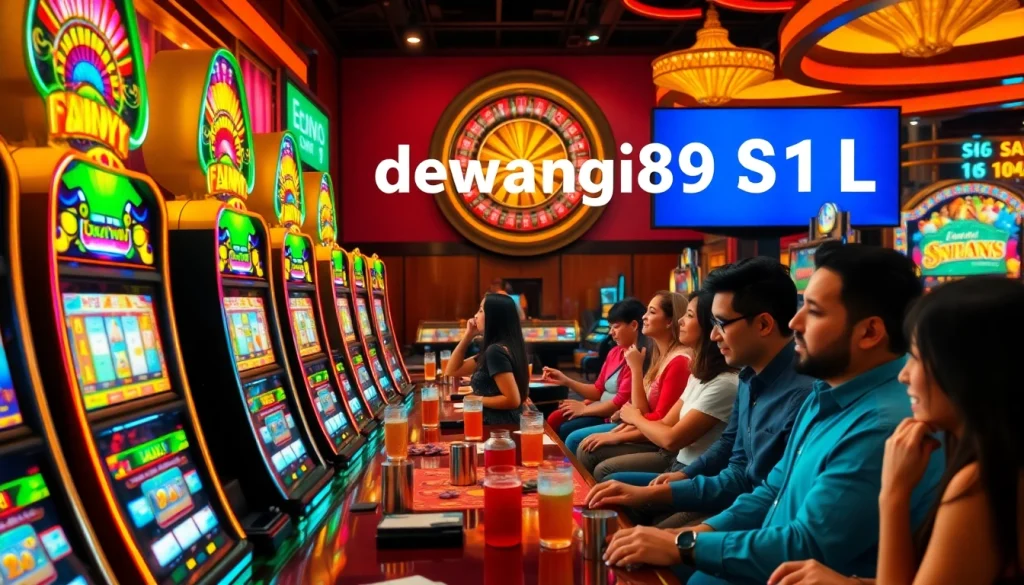 Pemain menikmati permainan slot Dewanaga89 di kasino yang hidup, menampilkan kegembiraan dan peluang menang.