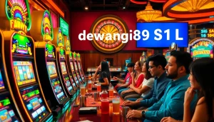 Pemain menikmati permainan slot Dewanaga89 di kasino yang hidup, menampilkan kegembiraan dan peluang menang.