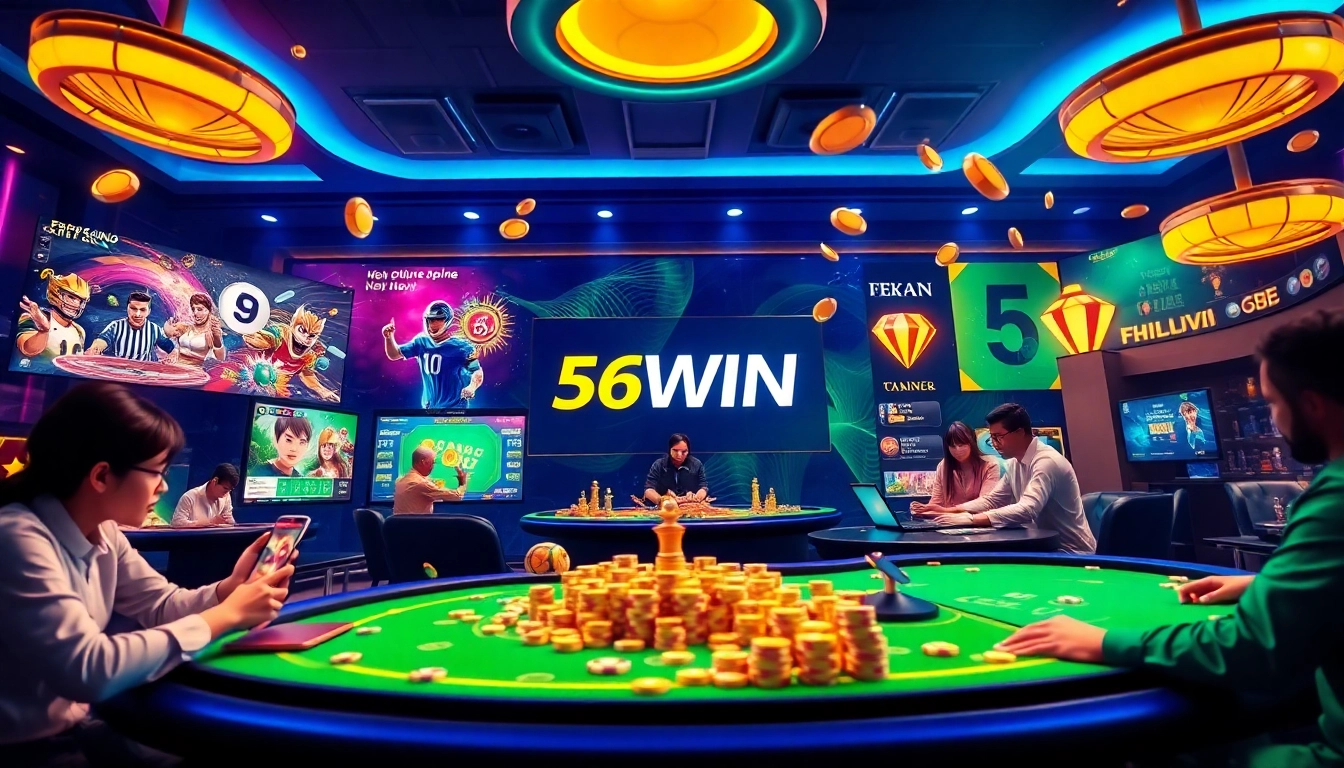 Exciting gaming experience at Nhà Cái 56WIN, featuring vibrant games and engaging atmosphere.