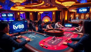 Players enjoying a vibrant casino atmosphere featuring the lv88 bet brand on betting screens.