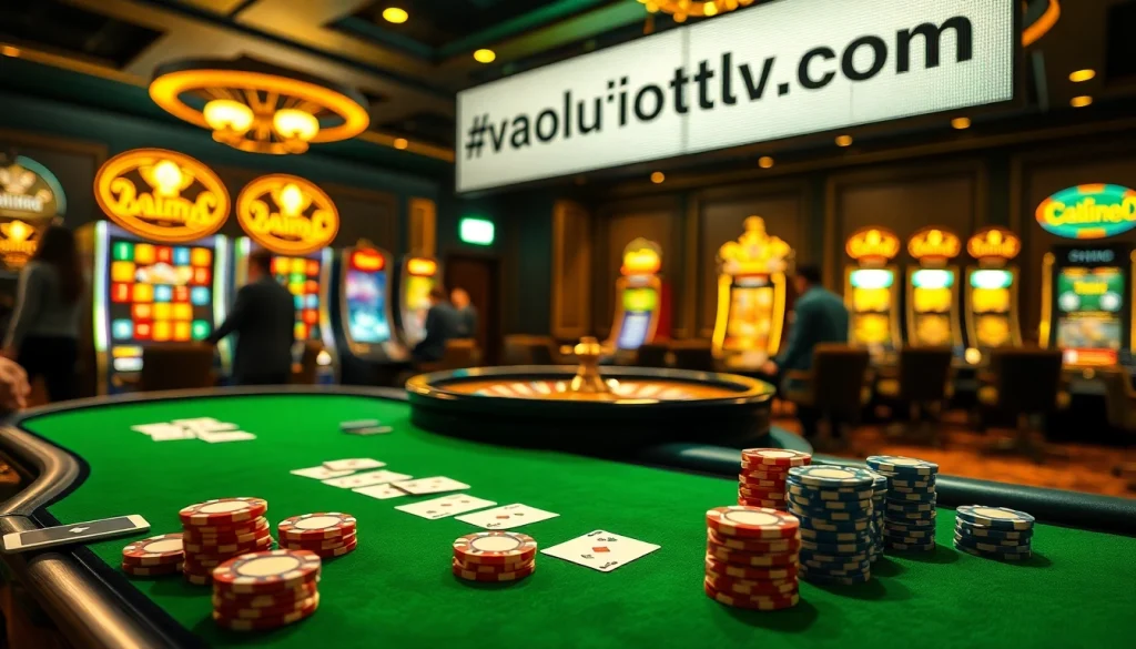 Experience the thrill of online gambling at https://vaoluoitv.it.com with vibrant poker tables and slot machines.