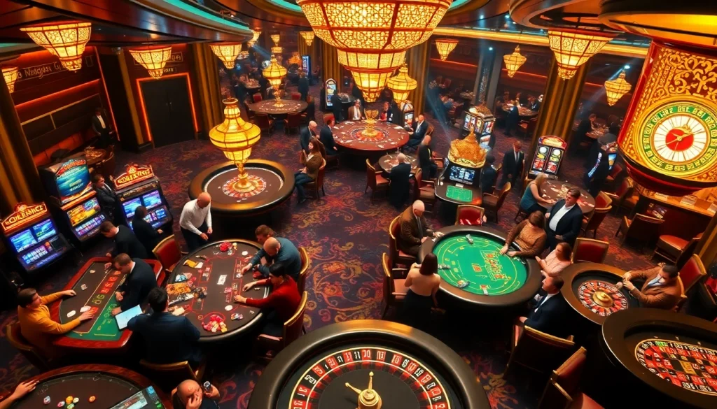 Players enjoying a thrilling gambling experience at GO88 casino with vibrant tables and atmosphere.