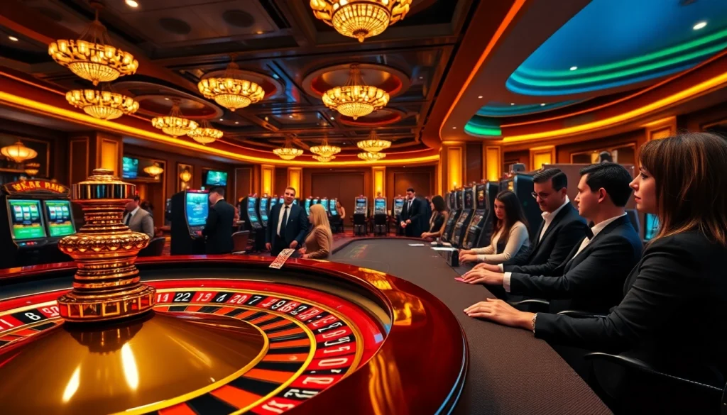Experience thrilling gambling action at https://32win.capital with vibrant casino visuals featuring roulette and slot machines.