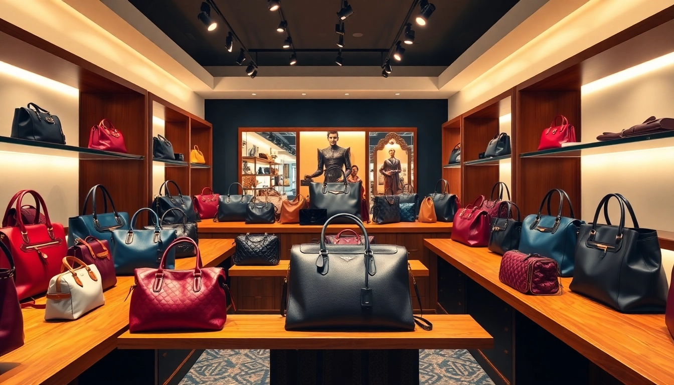 레플리카사이트에서 고품질 명품 가방을 세련되게 전시한 모습입니다.