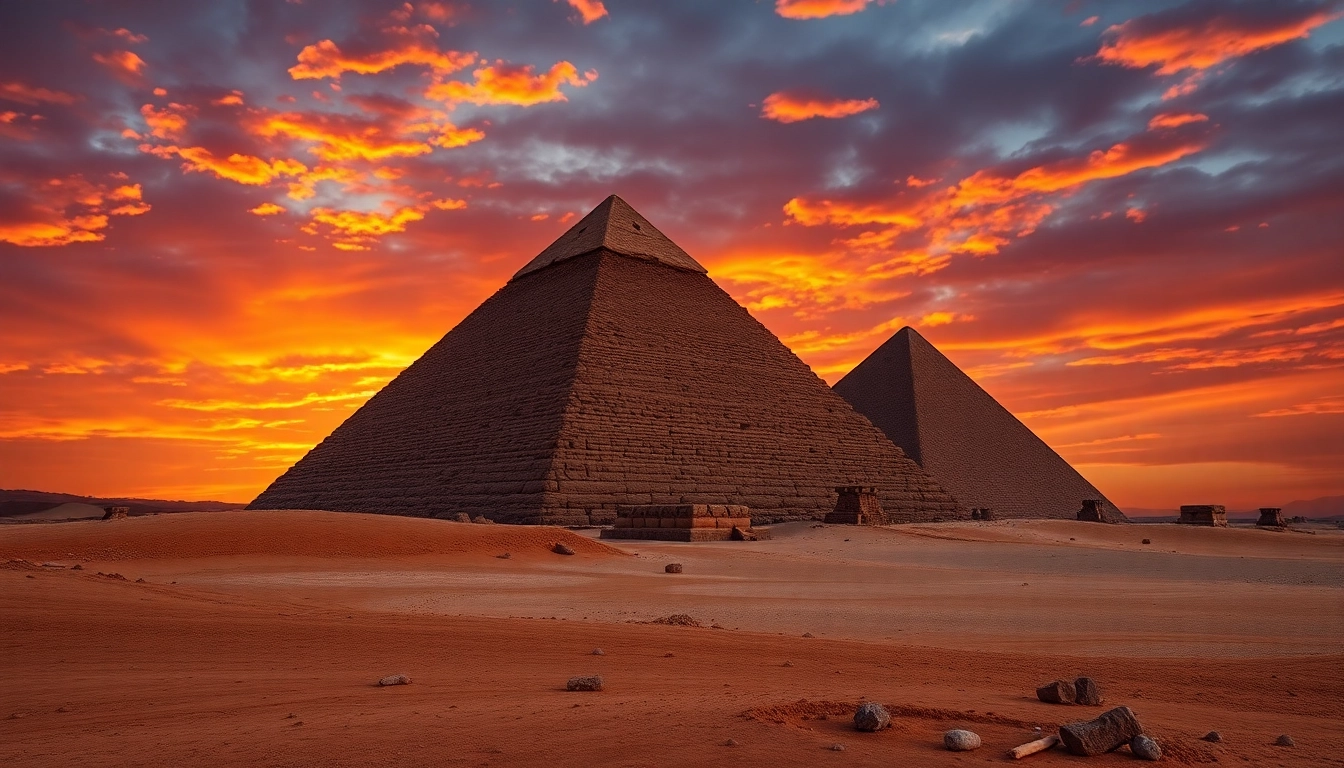 View of the Great Pyramid of Giza highlighting the textures and structure of the piraminds.