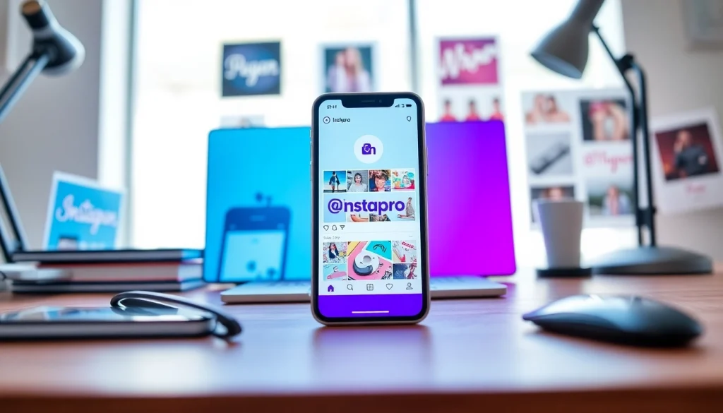 instapro app displayed on a smartphone, showcasing modern Instagram features
