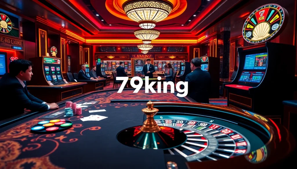 Engaging gameplay at 79king casino featuring roulette, cards, and vibrant poker chips.