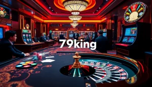Engaging gameplay at 79king casino featuring roulette, cards, and vibrant poker chips.