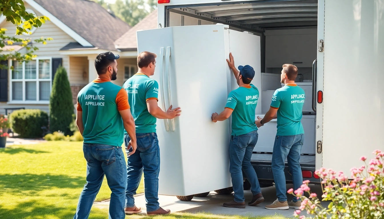 Efficient appliance removal service by CKM Experts Junk Removal team in a suburban home setting.