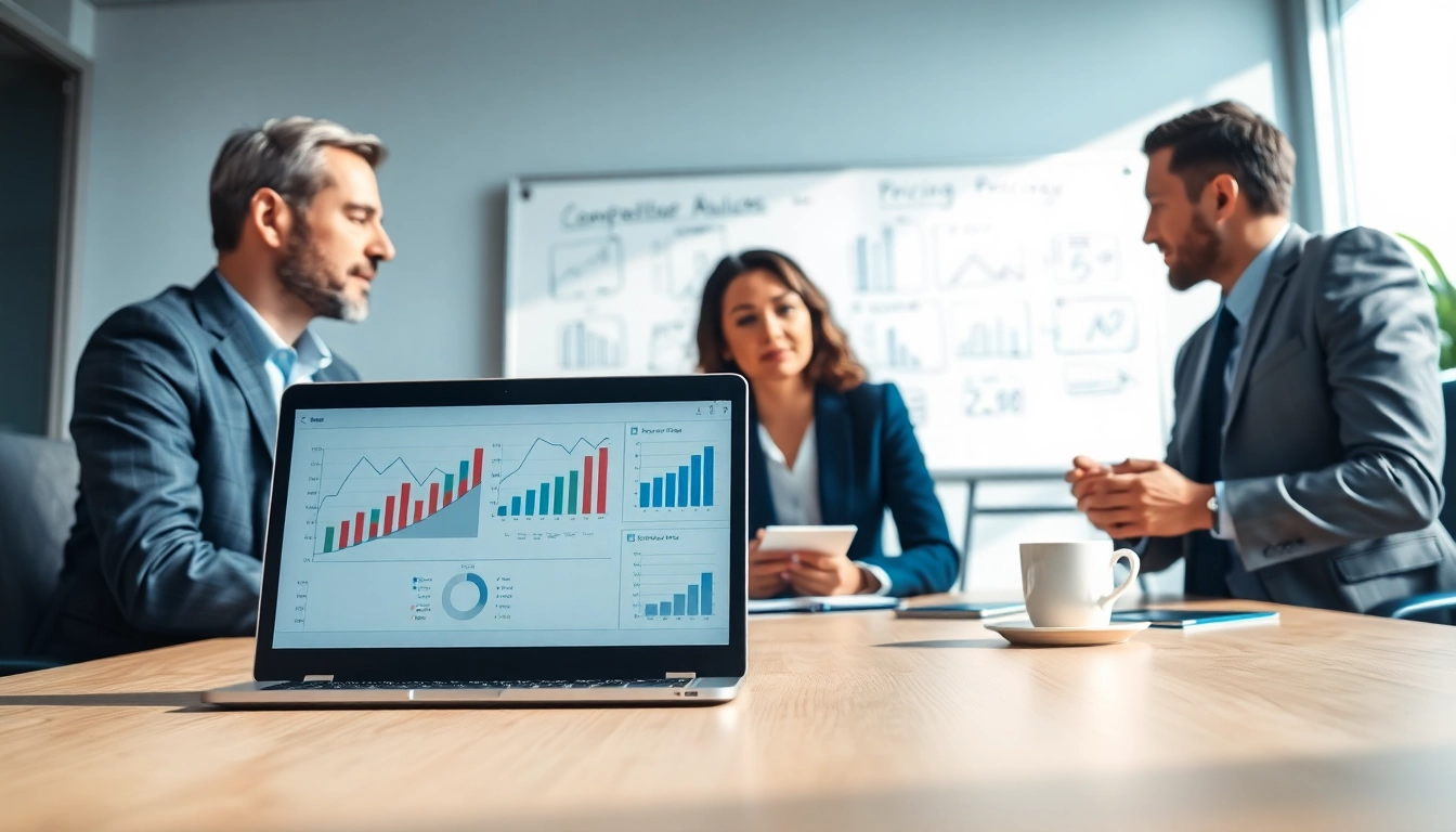 Analyze competitor pricing effectively with a focused business team in a bright office setting.