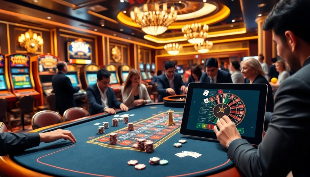 Tải daga for enhanced online gambling experience at a luxurious casino setting.