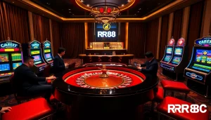 Experience the excitement of RR88 with vibrant casino tables and dynamic gaming action.