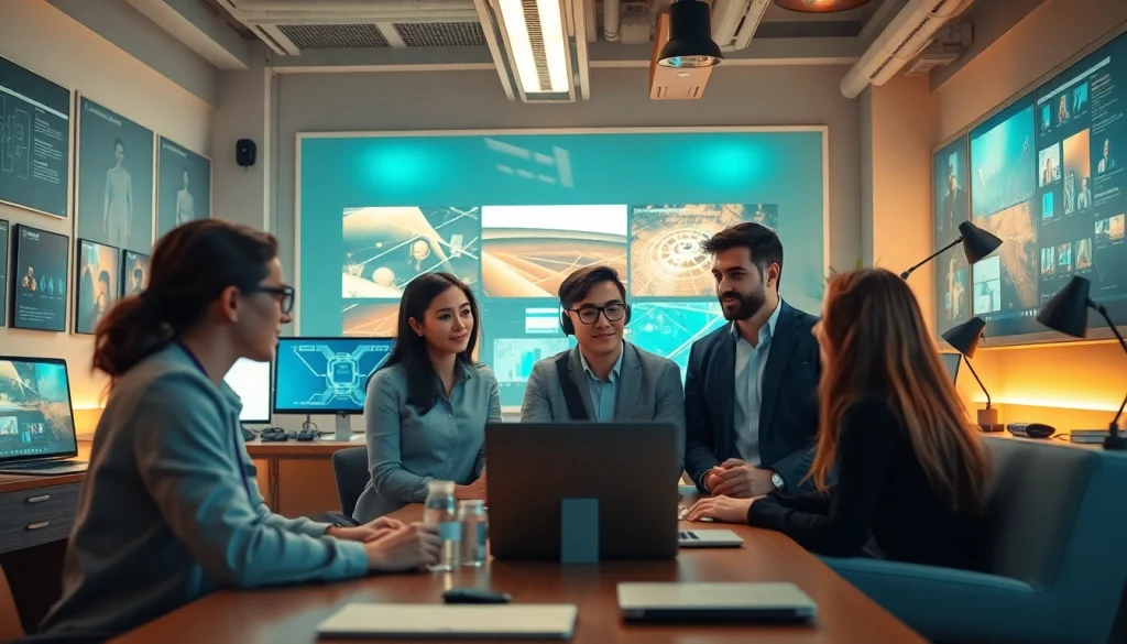 Dynamic workspace showcasing diverse professionals collaborating on nsfw ai image generation technology.