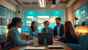 Dynamic workspace showcasing diverse professionals collaborating on nsfw ai image generation technology.