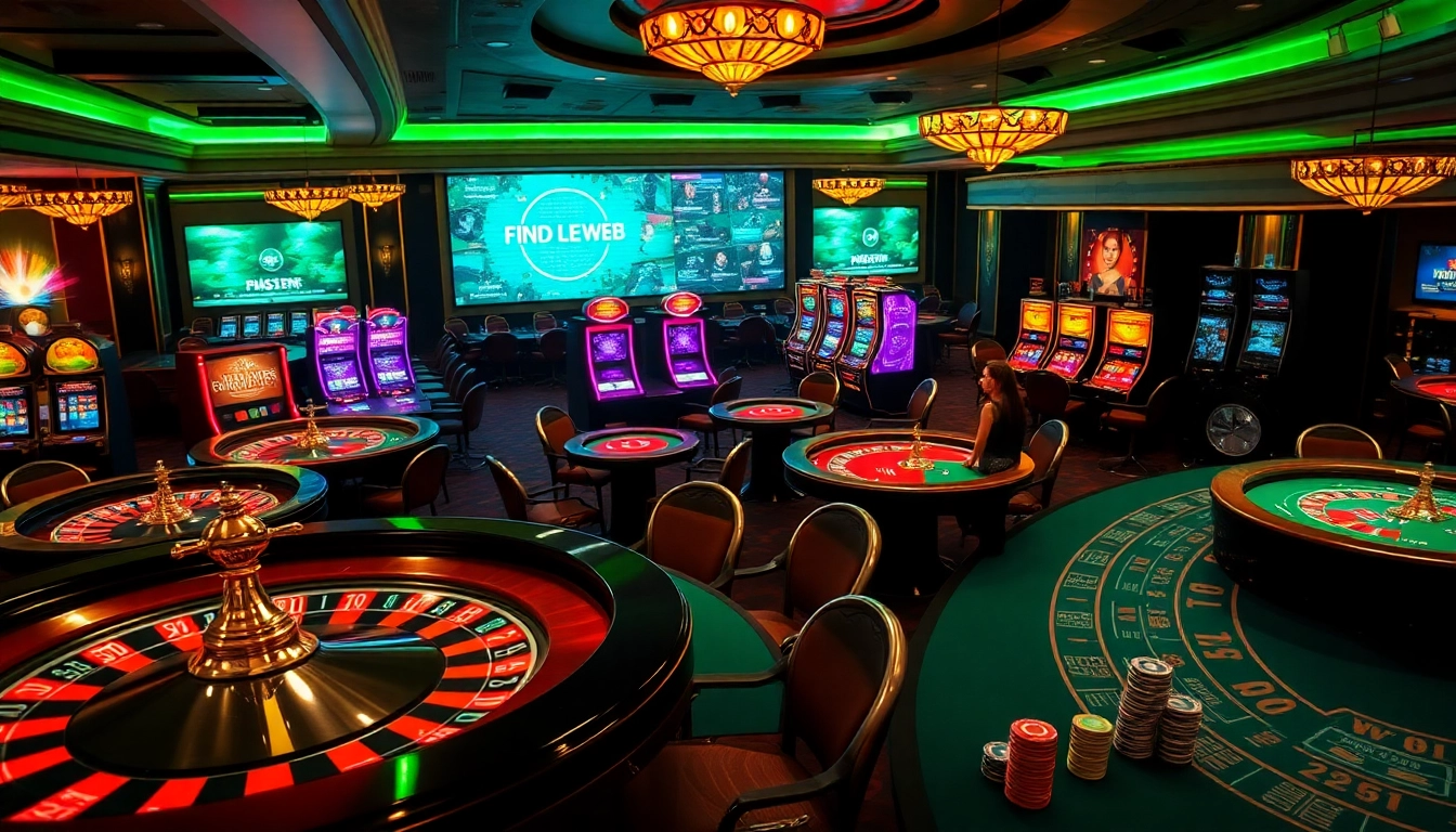 Engaging scene of a luxurious casino with elements of hidden wiki 2026, showcasing poker tables and slot machines.