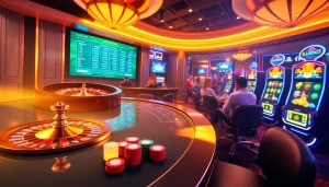 Enjoying a vibrant game at nhà cái tobet88, with poker chips and a spinning roulette wheel.