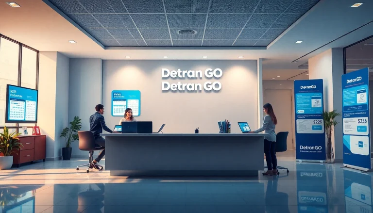 Visual representation of a friendly Detran GO office assisting customers with IPVA 2026 payments.
