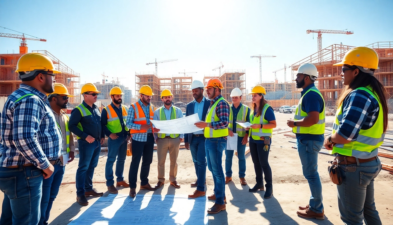 Southern California Contractors Association team collaborating on a construction project at a vibrant site.