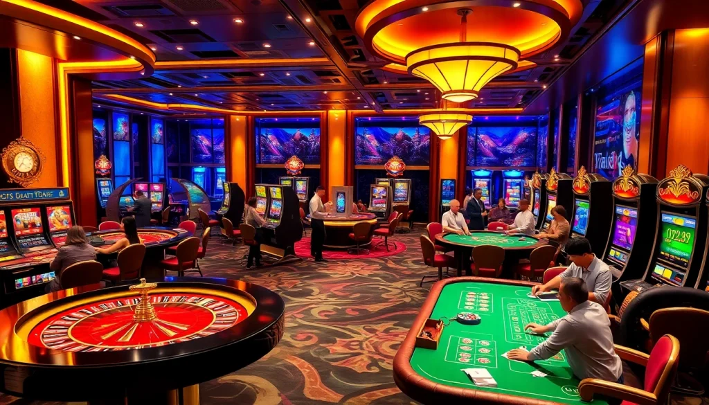 Players enjoying various games at the luxurious 7c77 casino, highlighting excitement and engagement.
