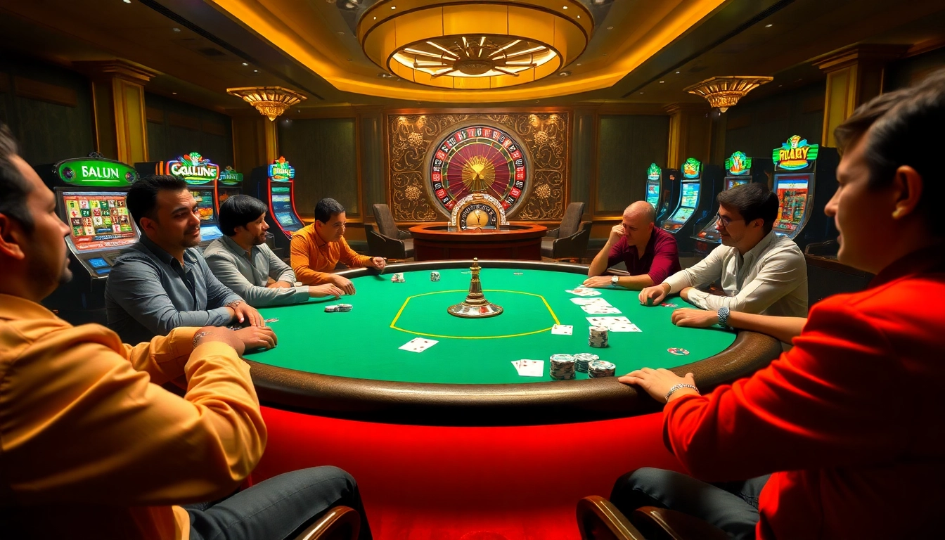 Experience the excitement at 79king com with players at a vibrant poker table.