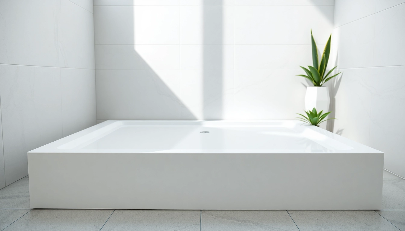 Explore a modern shower base featuring a sleek design and polished finish in a stylish bathroom setting.