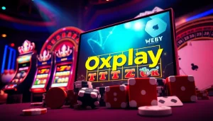 Engaging view of the Oxplay login interface with vibrant casino elements.