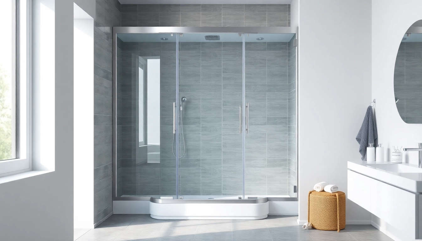 Duschkabine 90x90 komplett elegant in einem modernen Badezimmer mit klaren Linien.