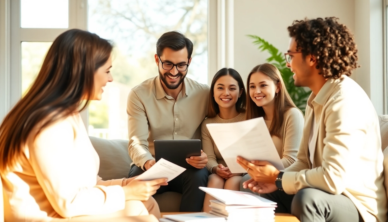Engaging family discussion about extended warranty coverage options in a warm living room setting.