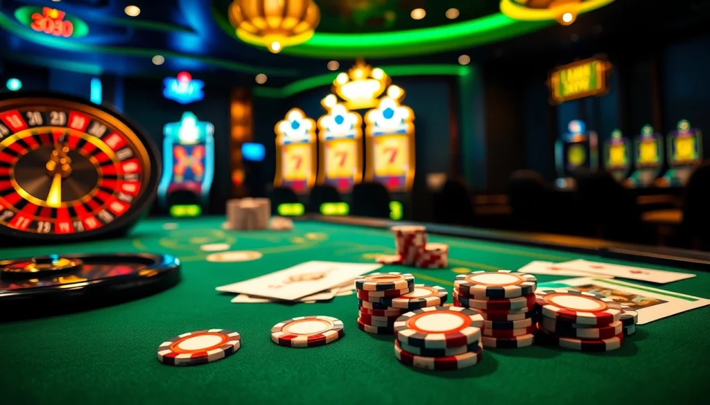 Engaging scene with poker chips and cards at a luxurious casino table featuring tt 88.