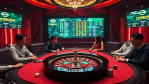 Experience the thrill of gaming at GG88 with vibrant casino elements and players focused on winning.