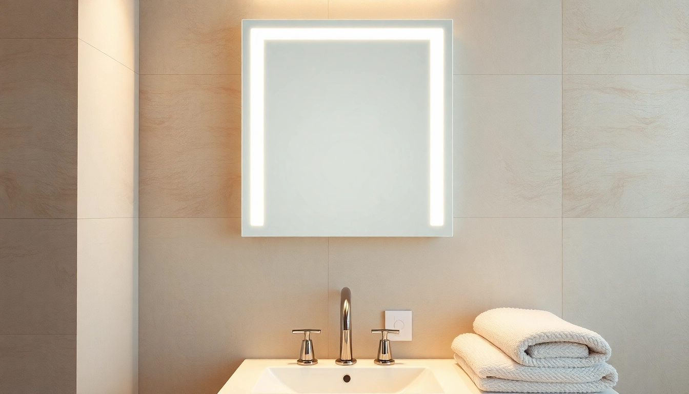 Elegant mirror light mirror reflecting a modern bathroom ambiance.