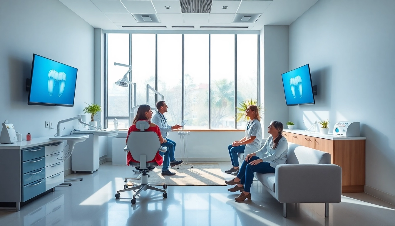 現代的デザインの矯正歯科クリニック内装と、親しみやすい専門スタッフ。矯正歯科サービスを強調。