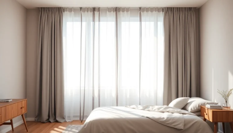Verduisterende gordijnen in een moderne slaapkamer die stijl en comfort combineren.