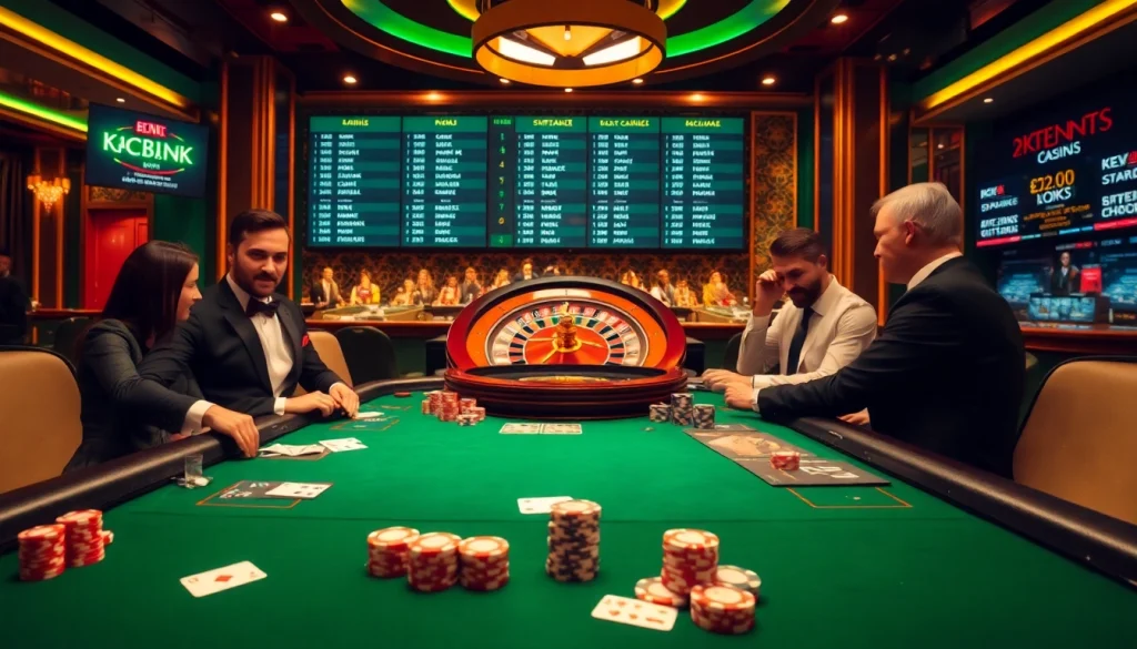 Exciting poker game scene at https://kjc.uk.com/, showcasing lavish chips and cards.