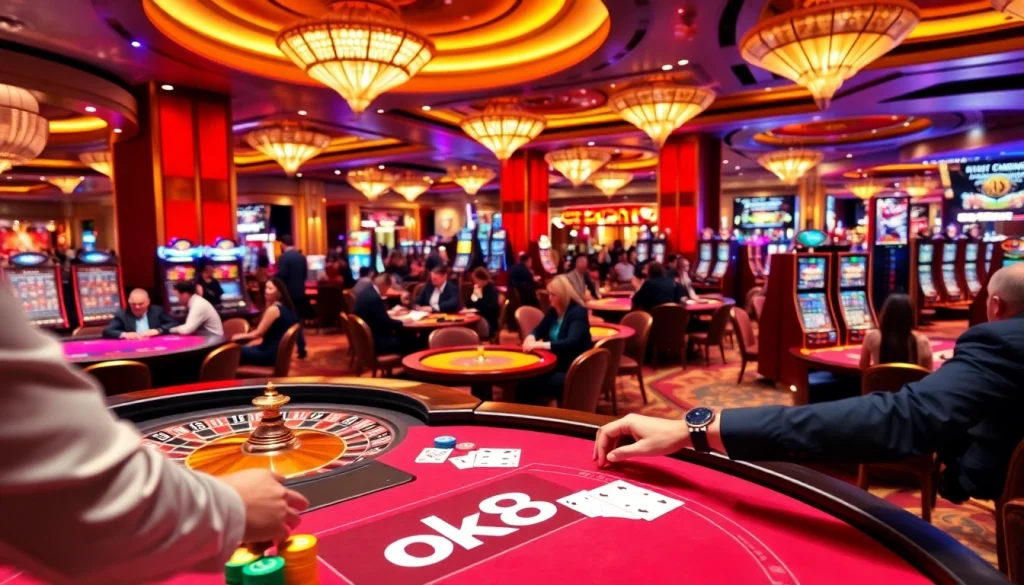 Experience the excitement at ok88 casino with vibrant gaming tables and thrilling roulette.