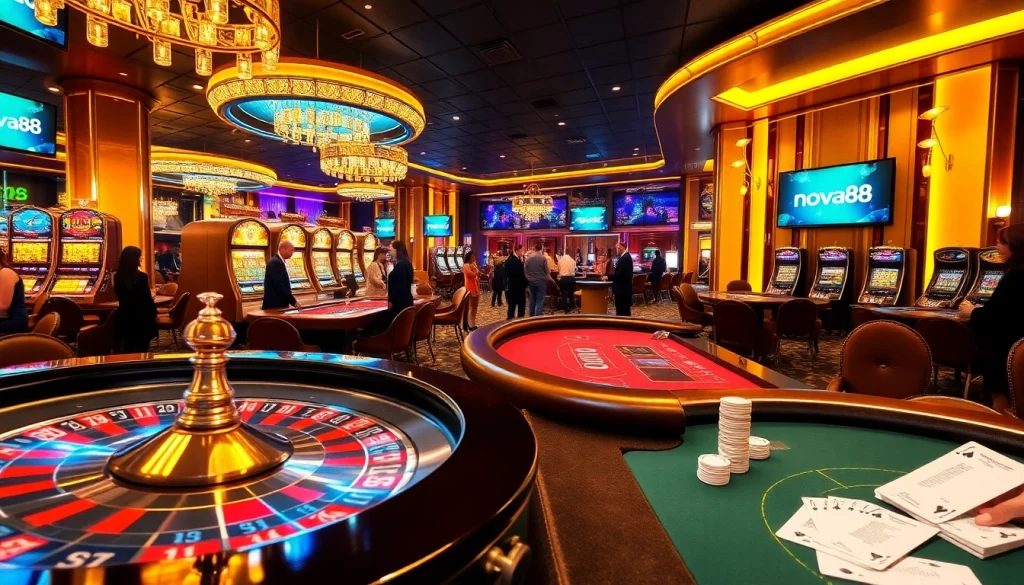 Experience high-stakes gaming at nova88 casino, featuring vibrant roulette, poker tables, and exciting slot machines.