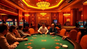 Players at a poker table enjoying a game at https://789pp.nl/, surrounded by lively casino atmosphere.